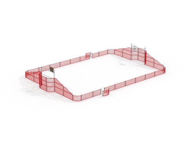 San Siro terrain multisports avec clôture rouge