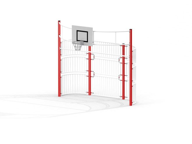 Panier de basket extérieur Tiger avec structure blanche et rouge.