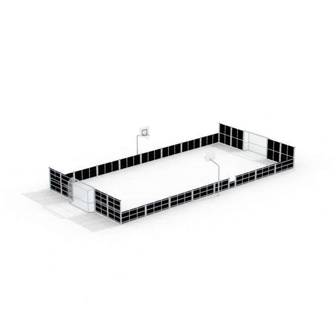 Terrain de sport extérieur Stamford Bridge avec clôture et buts