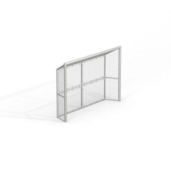 But de football en métal avec filet en maille pour terrains de sport
