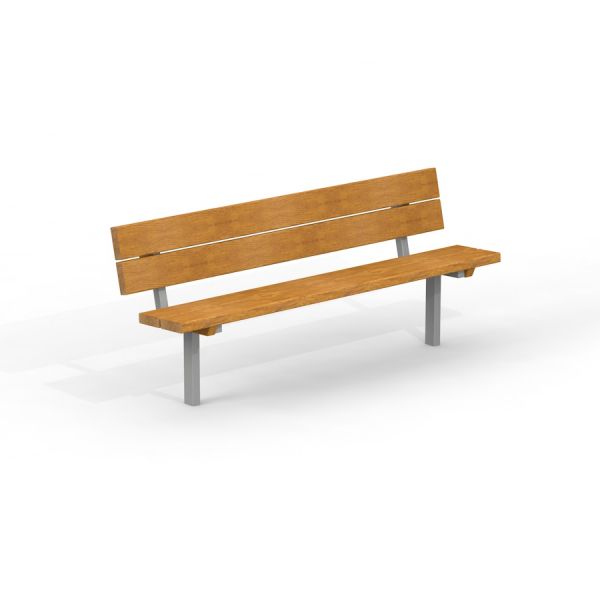 Banc, structure en acier avec lattes en bois