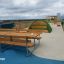 Table & Bench d'extérieur en bois installé sur une aire de jeux sur le toit.