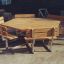 Bois Table & Bench 6 Seats en forme hexagonale.