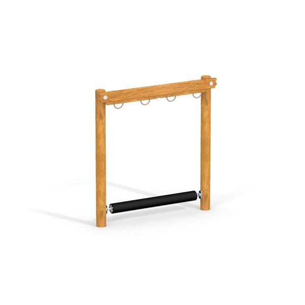Équipement de terrain de jeu en bois avec rouleau d’équilibre noir Barrel.