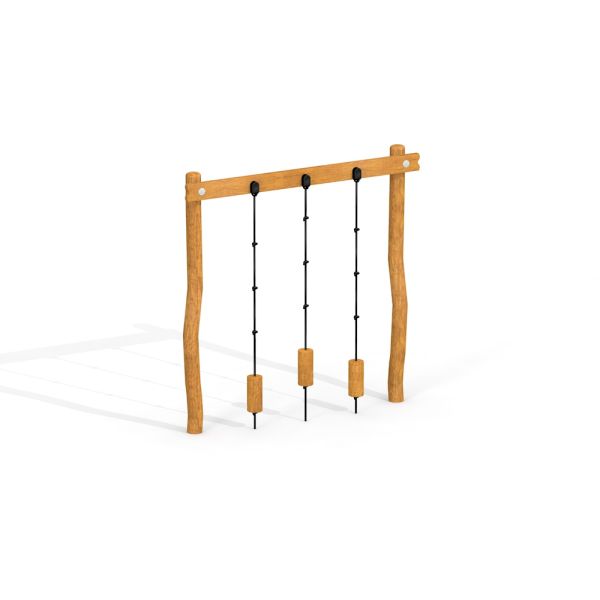 Maison de jeu en bois Lianes avec une structure d’escalade en bois, des cordes et des marches en bois