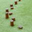 Poteaux de marche en bois pour aire de jeux Cape Code sur l’herbe verte.