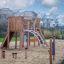Équipement de terrain de jeu pour enfants Madagascar (5 pcs set) avec structures d'escalade en bois et toboggan en métal