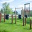 Équipement de terrain de jeu extérieur avec obstacles en bois et structures d'escalade nommé Single Somersault N