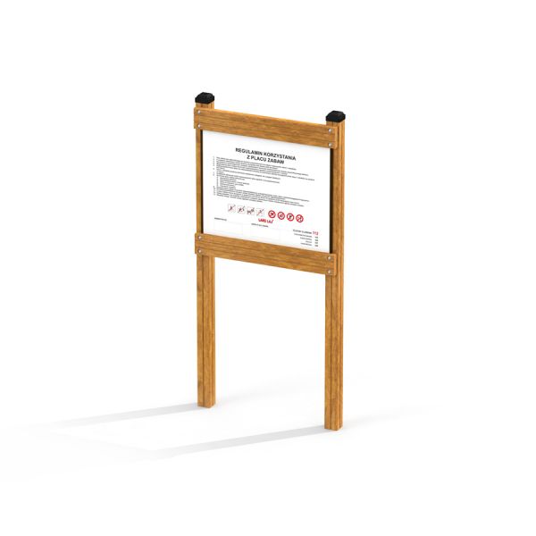 Panneau d’affichage d’informations sur support en bois, produit Rules Tab.