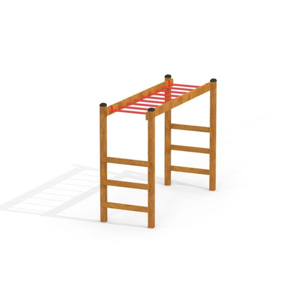 Échelle horizontale en bois pour aire de jeux pour enfants.