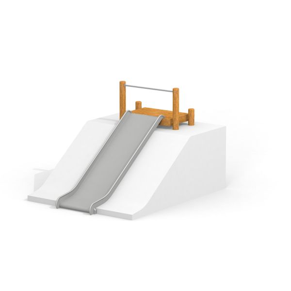 Aire de jeux Hill Slide Wide h180 avec côtés en bois et glissière en métal.