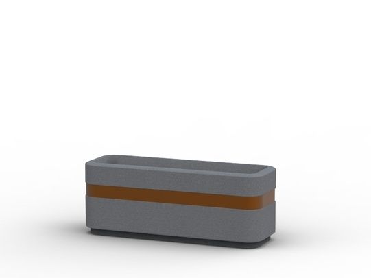 Banc d'extérieur rectangulaire gris Geneva IV avec une bande orange.