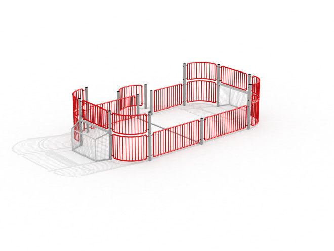 Système de clôture d'arène sportive portable rouge et blanc - Allianz Arena.