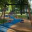 Double balançoire Swing Frame dans un parc.