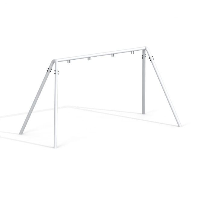 Structure métallique de balançoire double Swing Metal Frame, équipement de jeu pour aire de jeux, en structure métallique blanche.