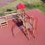 Structure de aire de jeux en bois avec toboggans et éléments d’escalade, produit Lemur single slide