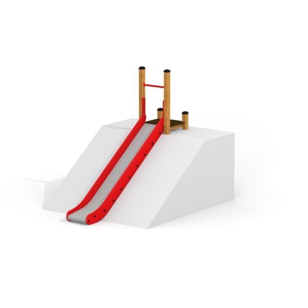 Toboggan rouge pour enfants Hill Slide SL150 sur plateforme blanche.