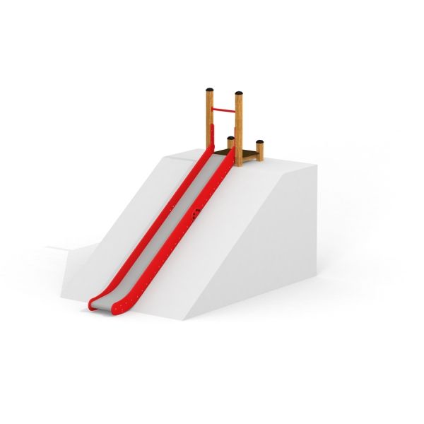 Toboggan d’aire de jeux extérieure Hill Slide SL210 avec toboggan rouge et cadre en bois.