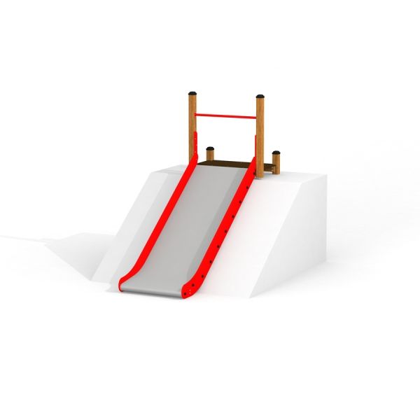 Toboggan pour enfants Hill Slide Wide SLW150 avec cadre en bois et côtés rouges.