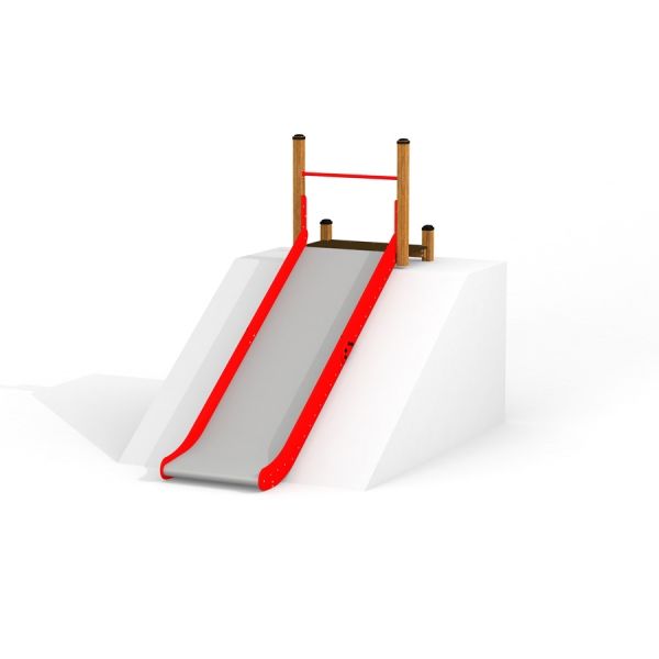 Toboggan extérieur de aire de jeux Hill Slide Wide SLW180 avec cadre rouge et toboggan gris.
