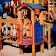 Rubik playhouse with slide pour enfants avec des éléments colorés d’aire de jeux.