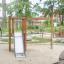 Structure de jeux en bois avec toboggan et filet d’escalade pour enfants - Grocer's single slide.