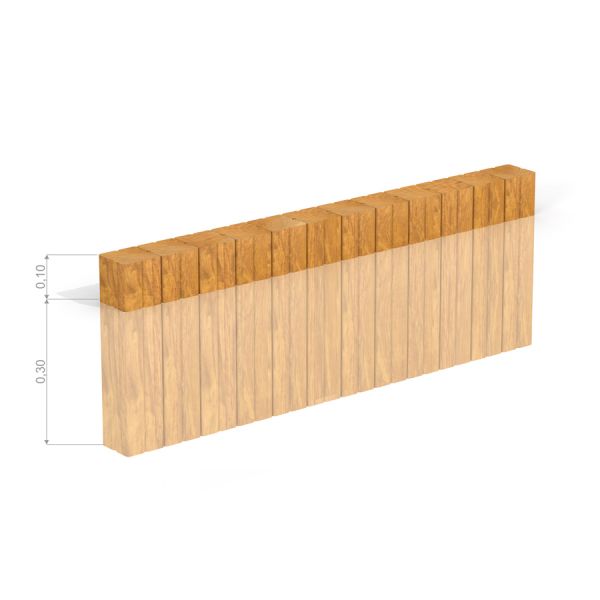 Sand edging pegs (running meter) de couleur marron avec dimensions indiquées (0,10 m x 0,30 m)