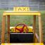 Équipement de aire de jeux extérieur en bois Taxi avec volant.