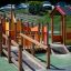 Gamma - équipement de aire de jeux coloré avec toboggans et ponts dans un parc.