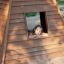 Enfant profitant du temps de jeu à l’intérieur d’un Wigwam wooden house.