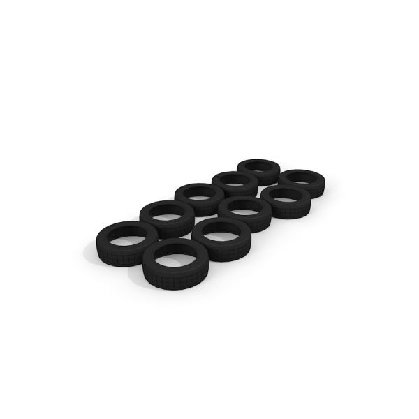 Ensemble de 10 Tires (10 pcs) en caoutchouc noir disposés en deux rangées