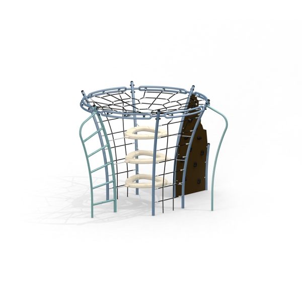 Structure d’escalade Andromeda, steel structure avec filets.