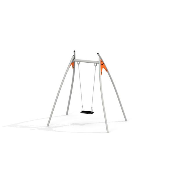 Équipement de aire de jeux Single Swing avec cadre métallique et siège noir
