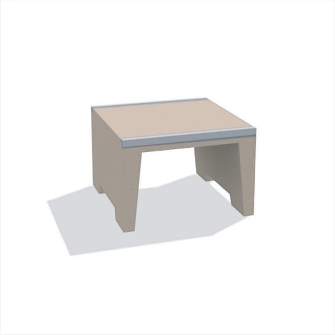 Banc extérieur beige pour enfants, équipement de jeu Box.