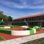 Terrain de sport extérieur moderne Multiarena dans une cour d’école.
