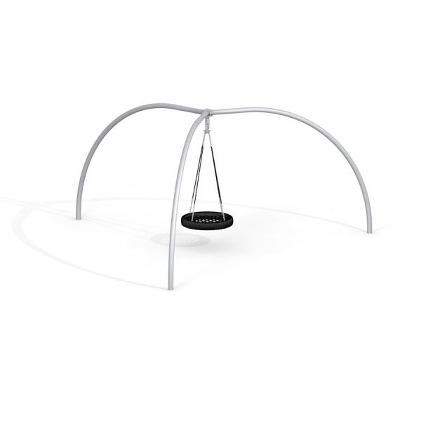 Ensemble de balançoires à trois poteaux BNS Single Swing avec siège panier circulaire.