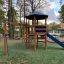 Structure de jeu Six Angle with Suspension Bridge single slide dans un parc