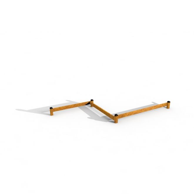 Structure de poutres en bois Balance avec connecteurs noirs.