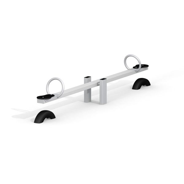 Moderne extérieur Single Seesaw avec design noir et blanc.