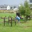 Enfants jouant sur la structure d’escalade Trapezoidal dans un parc.