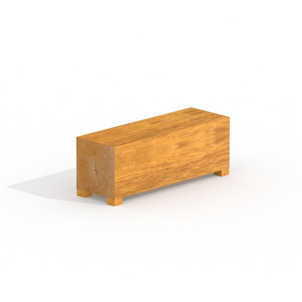Banc en bois Cube sur fond blanc.