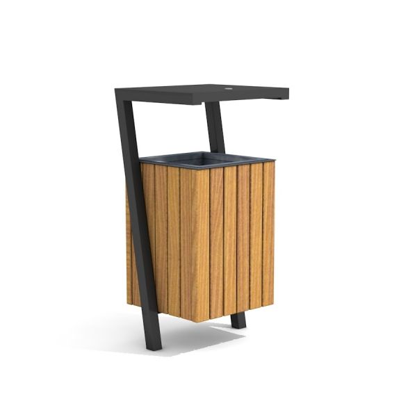 Poubelle extérieure moderne avec panneaux en bois - Uppsala bin.