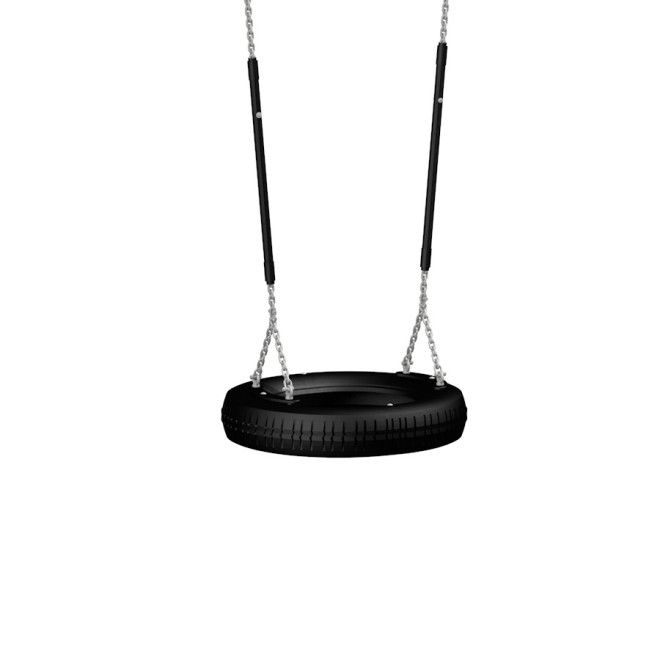 Tire Seat PAH Free, balançoire noire à pneu pour aires de jeux.