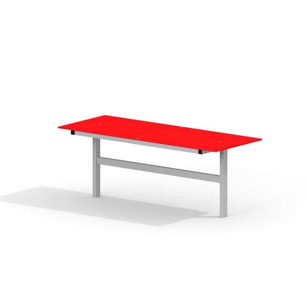 Table HPL rouge avec un cadre gris.