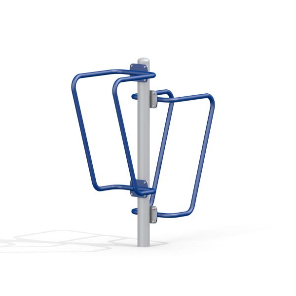 Équipement de fitness Leg Rise avec barres bleues et poteau blanc