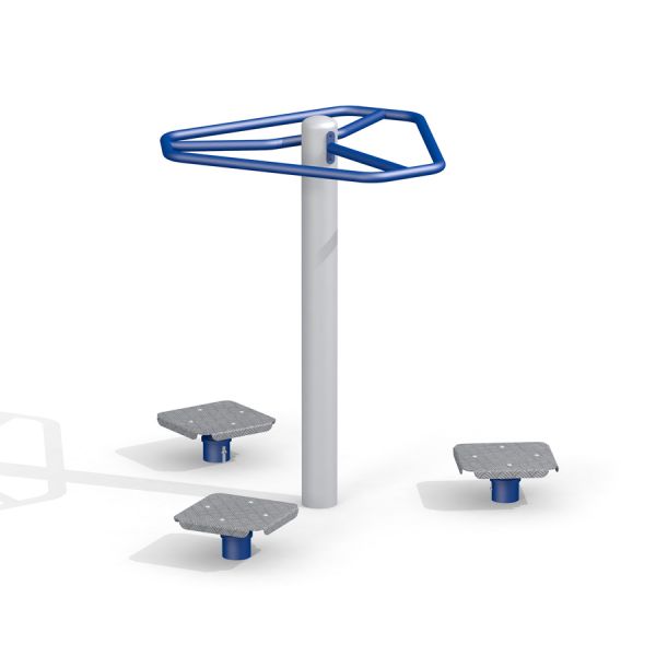 Twister équipement de fitness extérieur avec trois plateformes rotatives.