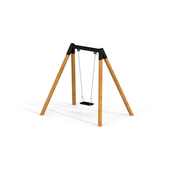 Safety Seat Single Swing avec cadre en bois et siège noir