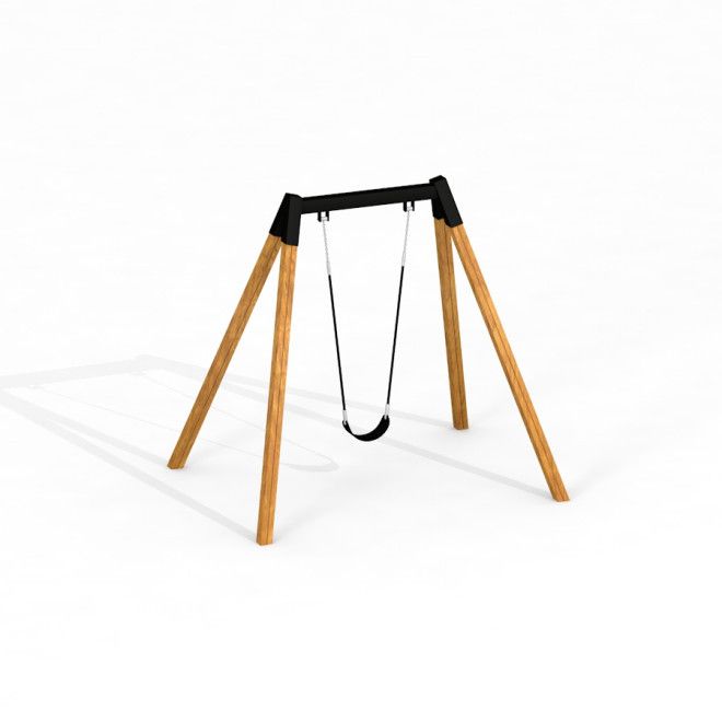 Balançoire simple à cadre en bois, Flexi Seat Single Swing.