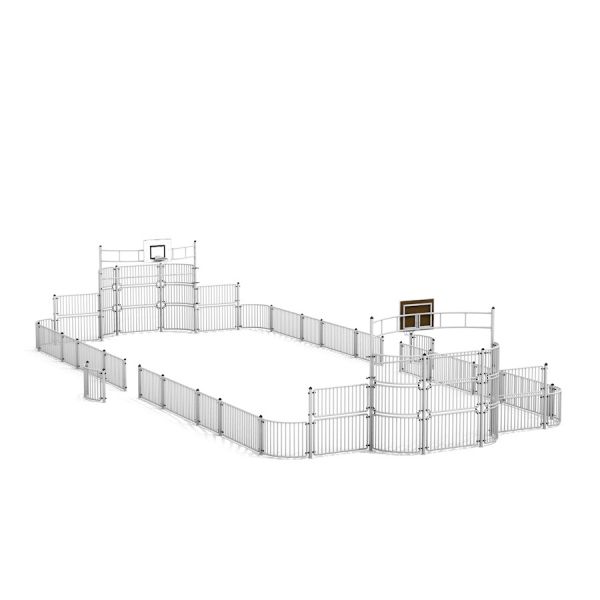 Arène sportive extérieure Sport Arena 9x20 m avec clôture et deux paniers de basket.