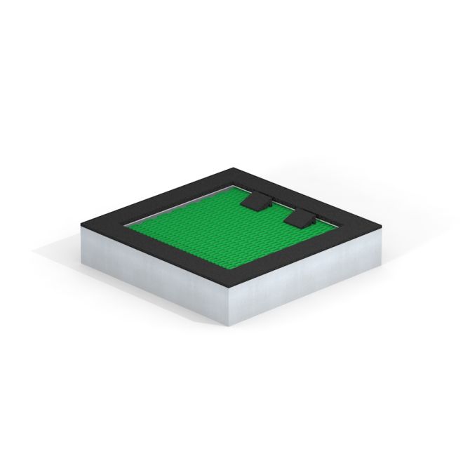 Wheelchair Accessible Square Trampoline 150x150 avec un tapis de saut vert.